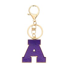 Initial Letter Keychain, Alphabet Letter A-Z Keyrings, Purple A