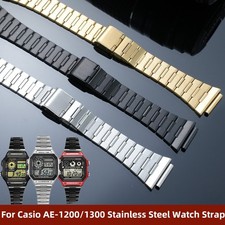For Casio AE-1200WH AE-1300 Stainless Steel Watch Strap AE1200 W-218 Metal Band