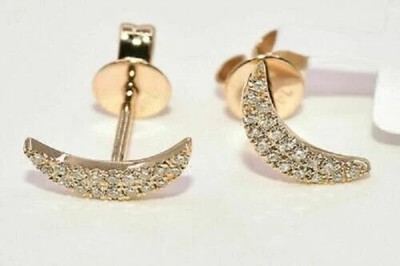 Wedding Moon Style Stud Earring 14k Rose Gold Finish 2Ct Lab Created Diamond