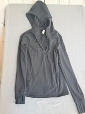 Yogalicious Lux Polalux Women's Gray Fleece Slim 1/2 Zip Hooded Hoodie S