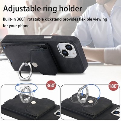 Card Slot Stand Electroplated Leather Case fits Apple iPhone 16/Plus/Pro/Pro Max