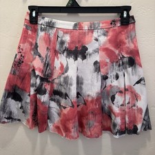 Abercrombie  Fitch Abstract Pink Floral Pleated Mini Skirt Pull-On Size Large