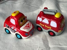Lot of 2 Vtech Go Go Smart Wheels Fire Truck and Race Car Working