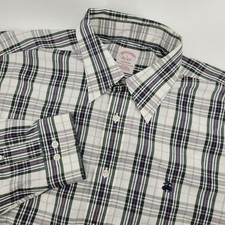 Brooks Brothers Madison Shirt Men's Size Large Button Down Plaid Long Sleeve
