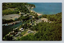 1973 Weirs Beach NH Aerial View Lake Winnipesaukee Drive-in Vintage Postcard