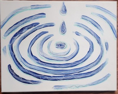 Dripping Water Ripples Colorful Neo Expressionist Original Wall Art 11x14 Canvas