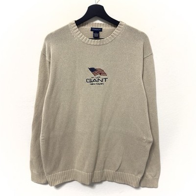 Gant Vintage Big Logo Pullover Strick Herren USA Flagge Gr. L-XL