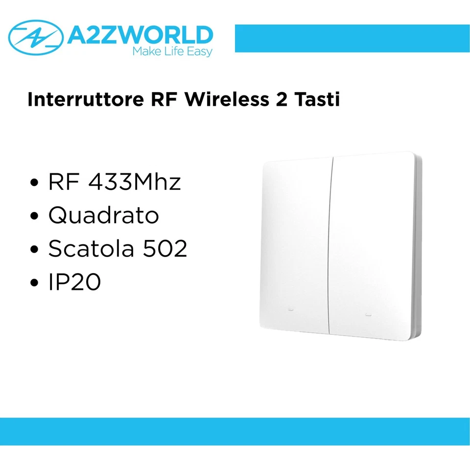 Interruttore RF Wireless Telecomando Senza Batteria 2 Tasti RF 433MHz Generatore - Immagine 3 di 3