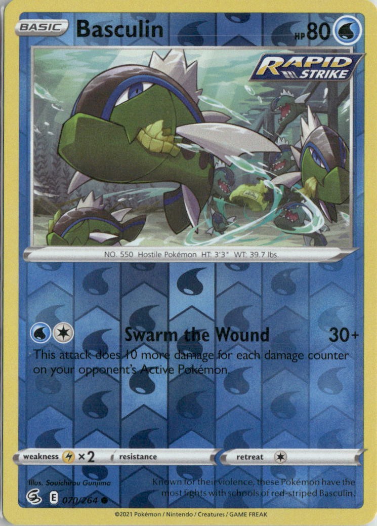 Basculin 070/264 Common Fusion Strike Pokemon Reverse Holo Near Mint