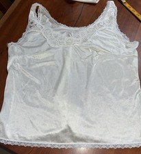 VTG Velrose Women's Size 38 L Camisole Chemise Nylon Slip with Lace in White
