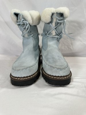 Blondo Shearling Boots Womens 6 B Light Blue Sheep Skin Leather Winter