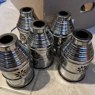 MYA Hookah Metal Wind Cover Cap Star Cut Out 7'' x 4'' Silver Handles
