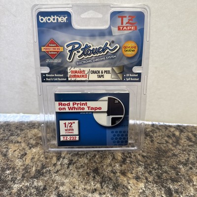 Brother P-Touch Electronic Labeling System  12MM TZ-232 Red On White Tape