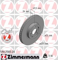 2X Bremsscheibe Coat Z Zimmermann 590.2583.20 FüR Toyota Avensis VVT ZZT250_
