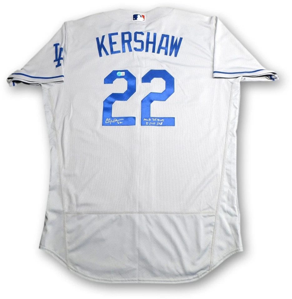 Clayton Kershaw Signed Autograph Jersey Dodgers MLB Debut 5/25/08 BAS Witnessed
