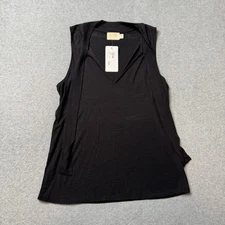 Evereve Nation Tank Top Womens Small Black Boutique Tie Front Walking City NEW