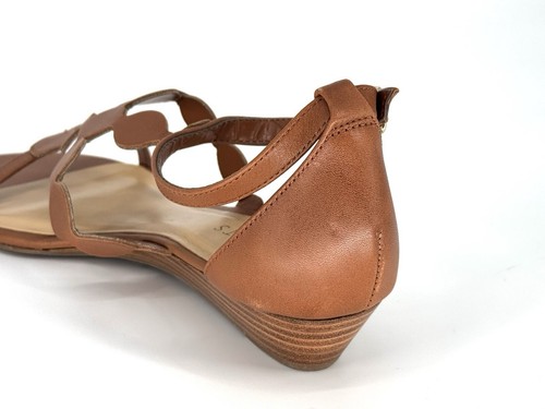 New TALBOTS Brown Leather Strappy Wedge Sandals, Size 7.5 - Picture 5 of 6