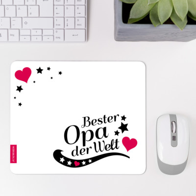 Mousepad „Bester Opa Der Welt“ – Textil, 230x190 Mm, Rutschfeste Moosgummi-Rückseite, Made In Germany