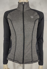 Ariat Tek gray black full zip lightweight hooded mock neck athletic jacket Small