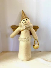 Primitive 14' Christmas Holiday Winter SNOWMAN Angel No Tag PLUSH Glitter Detail
