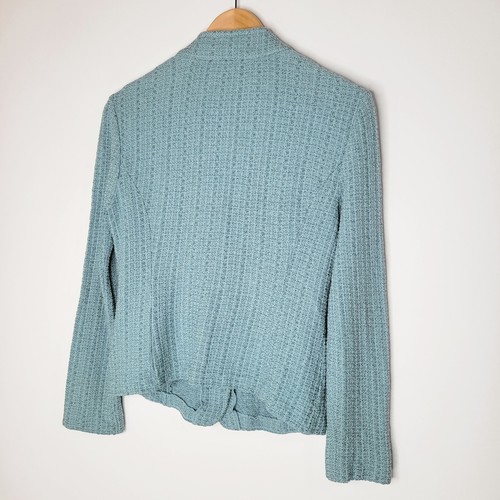 Giacca blazer maglia tweed turchese ST JOHN taglia 6 lana seta ufficio twee preppy - Foto 4 di 11
