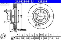 2X ATE 24.0128-0215.1 Bremsscheibe FüR Mitsubishi