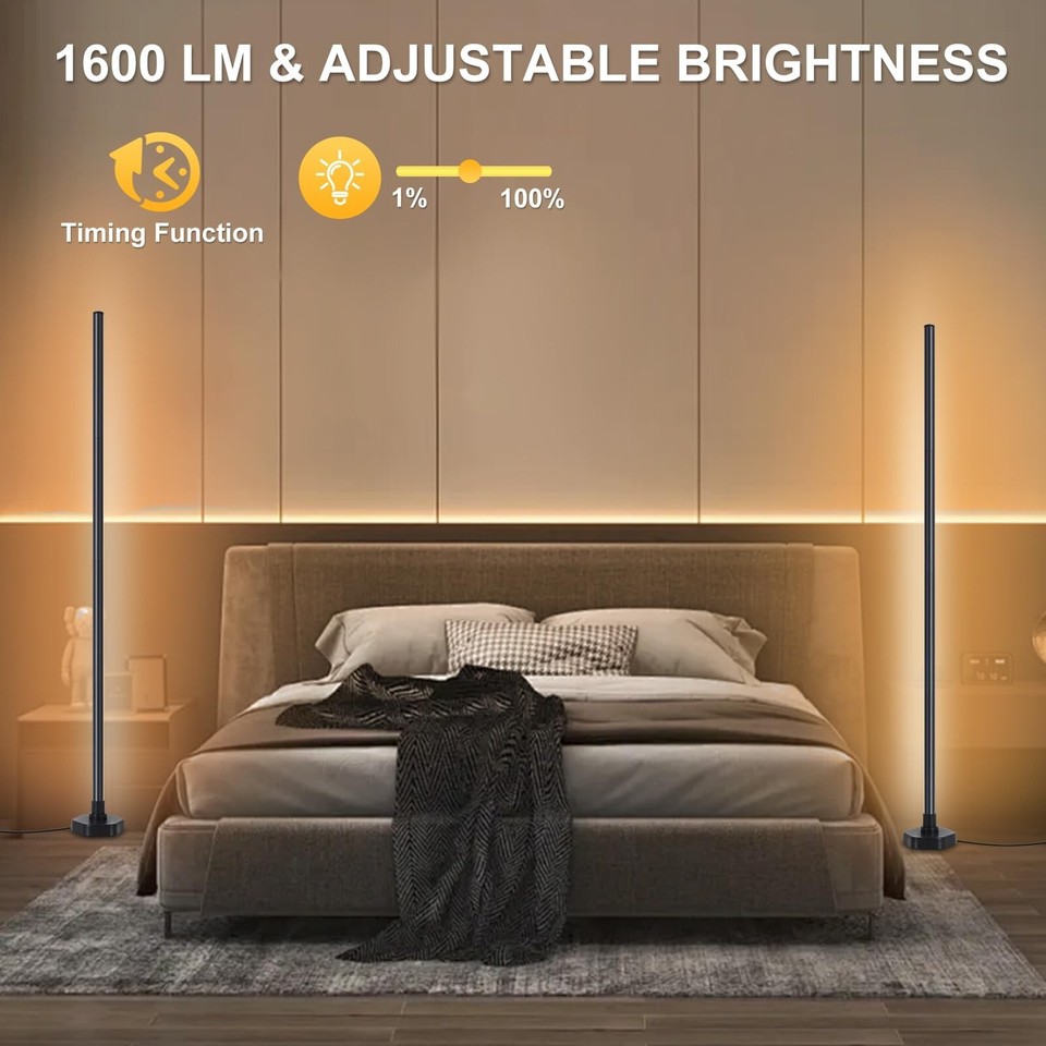 Smart RGB Corner Floor Lamp,Led Color Changing Corner Light Compatible