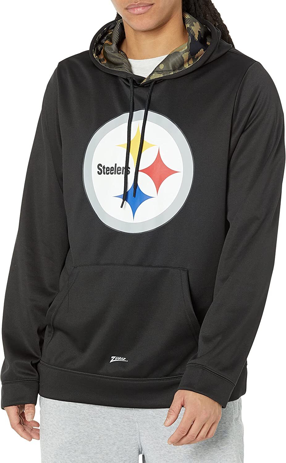 Толстовка с капюшоном цвета мужской команды NFL Zubaz Pittsburgh Steelers с командной камуфляжной подкладкой
