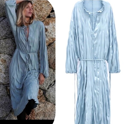 Zara rughe Look Azzurro Abito Taglia S | eBay