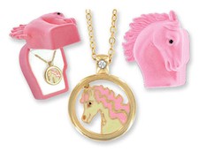 HORSE  WESTERN KIDS JEWELLERY CHILDRENS GIRLS PONY NECKLACE GIFT BOXED PINK