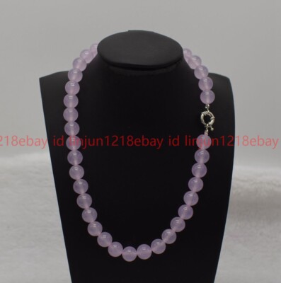 Natürliche hübsche 8/10/12 mm Helllila Jade Runde Edelstein Perlen Halskette 16-32 Zoll