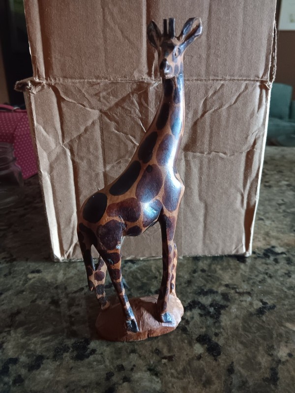 Vintage Hand Carved Wooden Giraffe Africian Animal Figure Statue 12" Tall