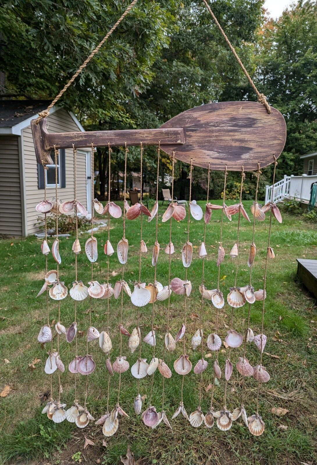 Oar Shell Rustic Seashells/ Shells/ Oar Wind Chime/ Home Decor/ Beach/ Rope | eBay
