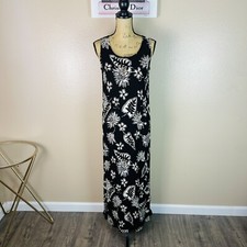 Vintage Uniform John Paul Richard Dress Women  Size M Black Floral Fit/Flare