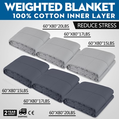 17 lbs Weighted 100% Cotton Blankets-Gray | eBay