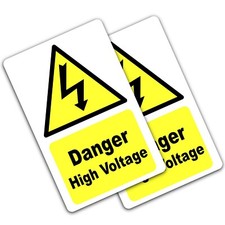 2 x Danger High Voltage Stickers Electrical Warning Sign Health and Safety Label