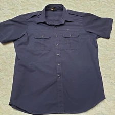 Propper Shirt Men's XL Blue Pockets Short Sleeve Button-Up Rip Stop Security