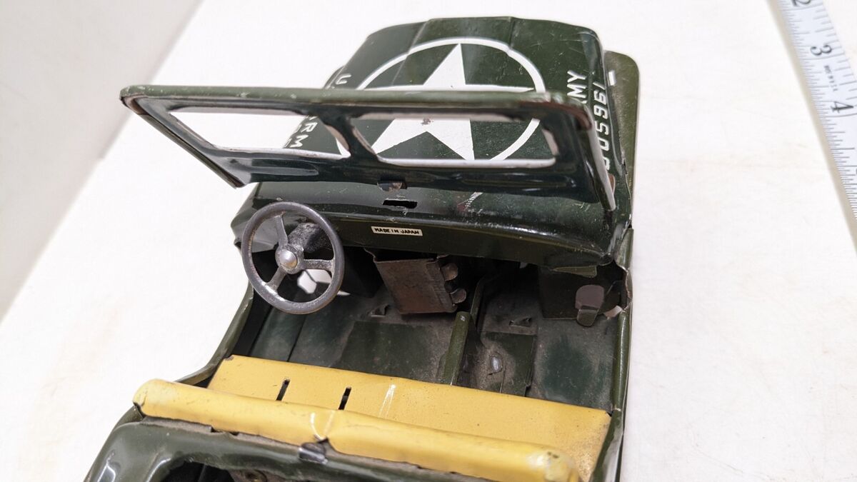 Vintage 1950's Tin Toy Military Jeep Friction Japan US Army Vintage 1950's Tin Toy Military Jeep Friction Japan US Army