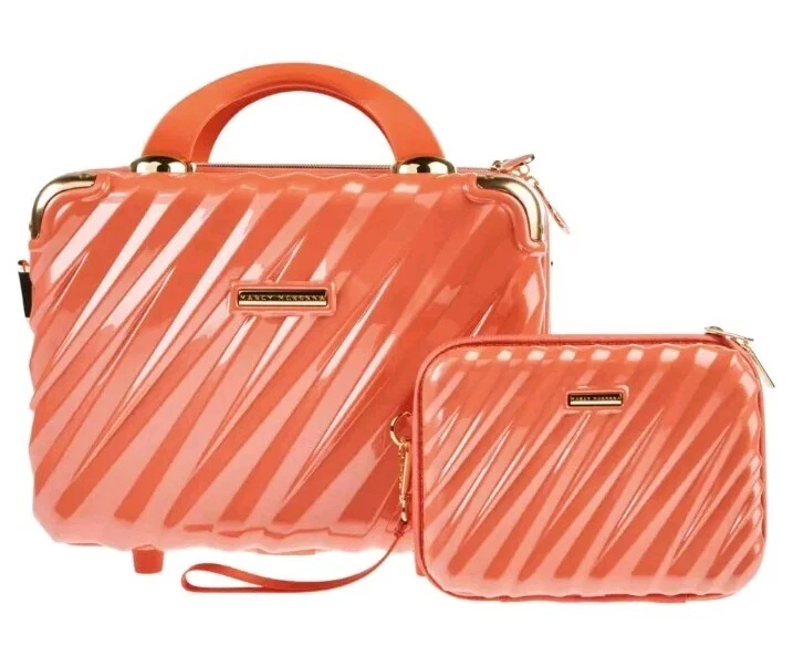 Marcy McKenna Hamptons Beauty Case Bundle (1 Large & 1 Small) -Tangerine-NWT