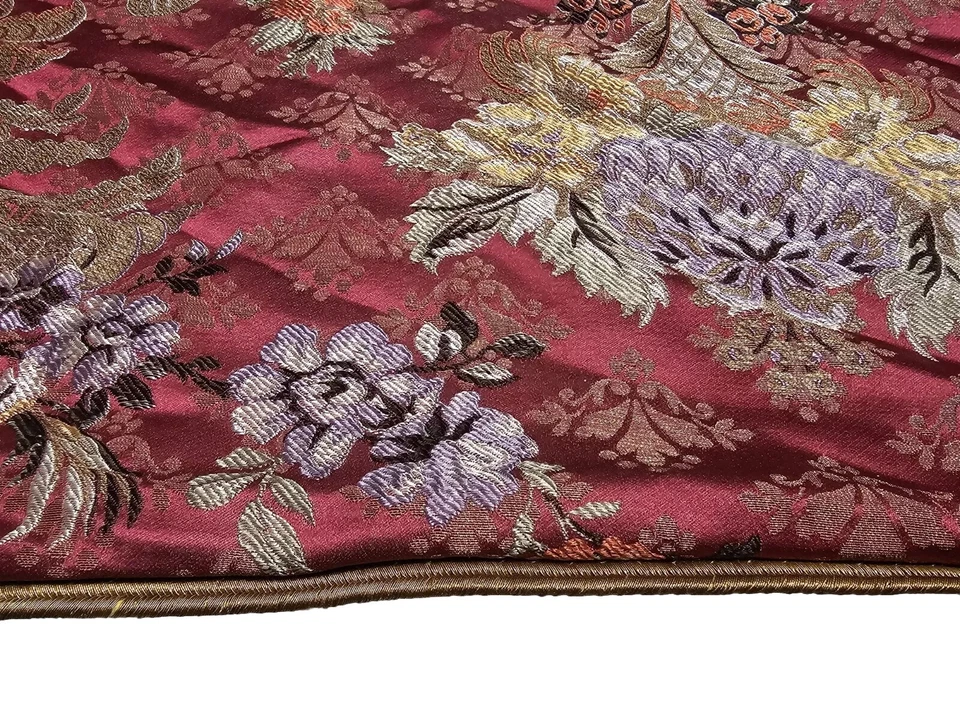 Ralph Lauren Chinoserie Flores Florales 12x18” 75% Seda Borgoña Ciruela Dorado Nuevo de Lote Antiguo Foto 2 de 4
