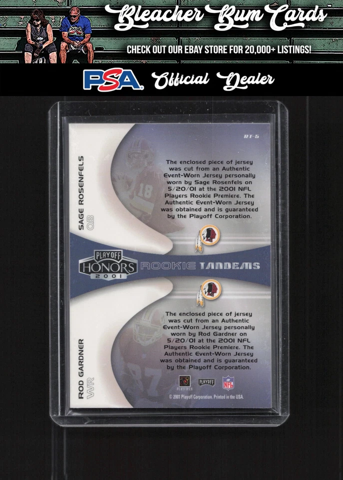 2001 Playoff Honors RT-5 Rosenfels Gardner Rookie Tandem Jerseys - Image 2 of 2