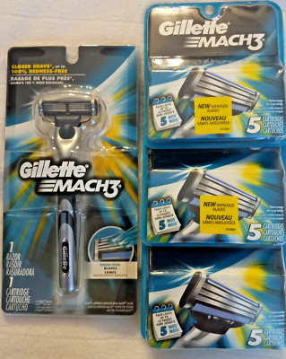 Gillette Mach3 3 Blade Razor Kit Contains 1 Handle and 16 Cartridges  NEW