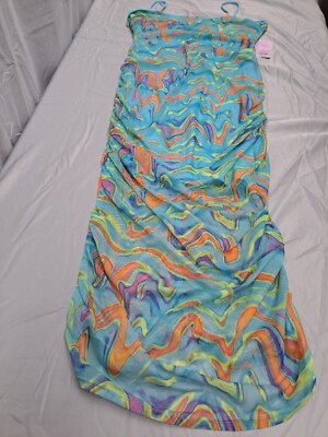 Women's Sleeveless Ruched Mesh Dress - Wild Fable.  Aqua Blue Wave Color