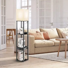 NNECW Modern Shelf Floor Lamp with 1 Drawer & 1 USB Port