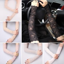 Women Long Lace Gloves Summer Anti-UV Driving Arm Sleeve Cover Fingerless Gloves