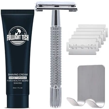 Safety Razor Set for Men Women w/Razor Stand,Razor Refills,Shaving Cream,Shaving