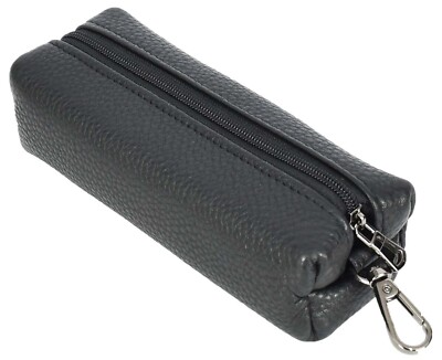 Großes Echt Leder Schlüsselanhänger Etui Bleistift Brille Auto Schlüsselhalter Etui A932 schwarz