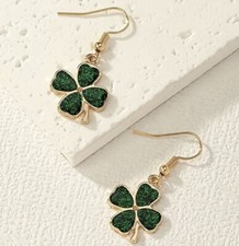 Four Leaf Clover Earrings Enamel Dangle Lucky Clover Saint Patricks Day Cute