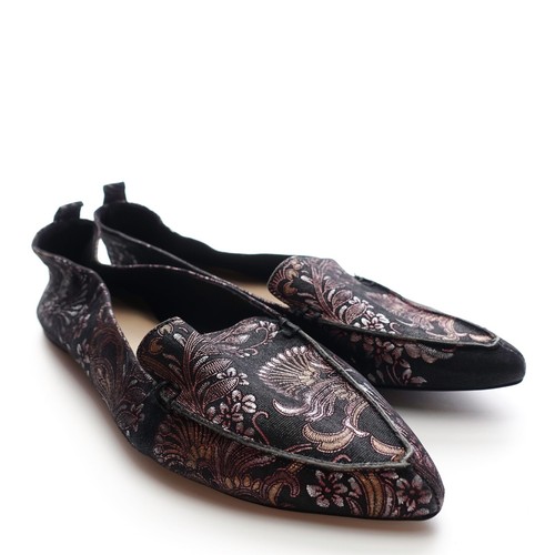 Aldo Flats Loafers Pointed Toe Black Purple Pink Paisley Shoes Womens Size 9 - Picture 7 of 11