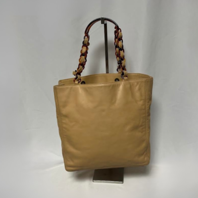 ココマークチェーン CHANEL Coco Mark Leather Tote Bag - Tortoiseshell Chain Brown